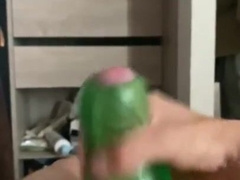 Water shake plaything milking massive white hard-on