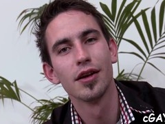 Naughty threesome action with gay guys