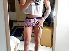 Jony Zucker masturbates in front of the mirror. Do you want to give him a hand?