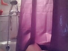 The chubby hairy boy is fucking a 3 in 1 flashlight in the vagina