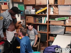 Security bear pounds tight white twinks booty hole very deep