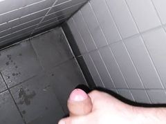 Shooting sperm in public toilet