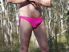 Bush walking in my hot pink bikini hot cum shot