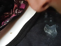 French lover sniffing licking my dirty thong wife