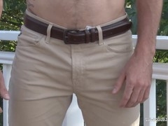 Bodybuilders enjoying themselves with otters