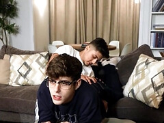 Latino hunk and a pale nerdy lad love riding and doggy style