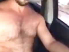 Bear daddy driving cumshot