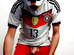 Young gearhead jerk-off in mxhelmet and nike sneakers