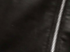 Cumming on Nieces leather jacket