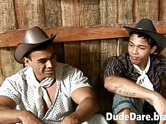 Erotic cowboys doing it bareback at the staples