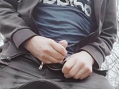 Scallyoscar jerking and cuming on soaking wet workgear after pissing