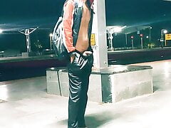 Masterbate big dick cumshot at railway station