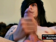 Emo twink stunner whips out monster meat & strokes
