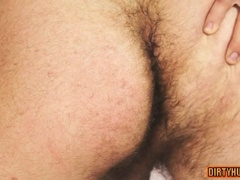 Watch this hot muscle dude give a rimjob, then flow a hot load