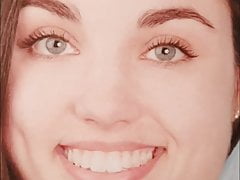 Cumtribute on cute smiling woman