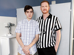 Slender twink gets ass fucks by gay referee