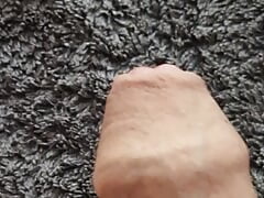 Playing with my uncut cock, ring around my glans. Squirting lube in my dick and jerking off until I come