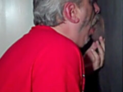 dad takes large pipe at glory hole