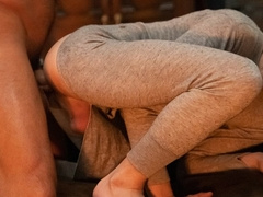 Stepfamily Christmas fuck with a grey bodysuit twink