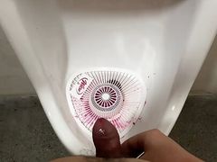 Masturbating with piss and cumshot in urinal