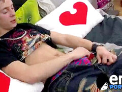 lad with attitude Timmy Clark tugs salami before self facial cumshot