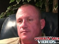 Chubby homosexual dude strokes his tiny cock and cums alone