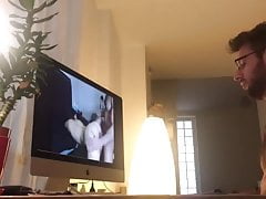 Hot daddy alone watching porn