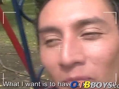Horny Junior rims this Latin twink and then slides in