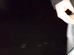 Midnight public street wank with cumshot