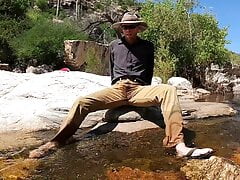 Pissing, wetting, and cooling off after a hot day of work