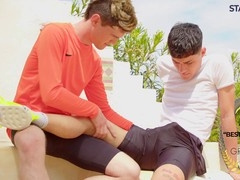 Twunks, big cock friend, gay outdoor