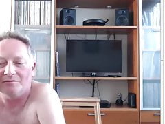 Old man sucking dildo on cam