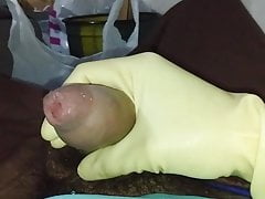 Rubber gloves wank