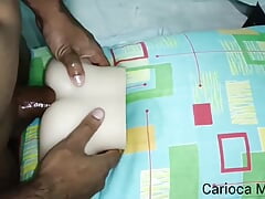 Very Horny in Tight White Doll