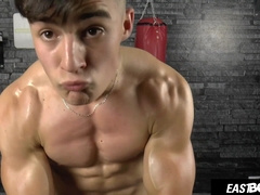 Super hot muscle guy Kent Mills showcases his six pack