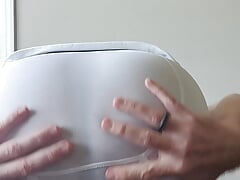 Striptease in Tight White Boxers Showing My Man Pussy