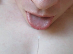 Amateur Creamy Close-Up: Slow-Mo Cum Swallowing!55555