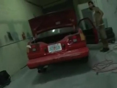 Gay Sucking A Hard Cock Inside The Car Shop