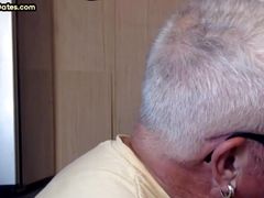 Gaydaddy adores sucking hard gloryhole penis at his home