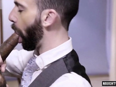 Huge-dicked dude pounds and shoots a hot load in a bisexual interracial cumshot frenzy