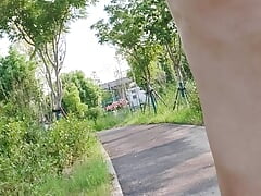 Nude walks in the park peeing and masturbating