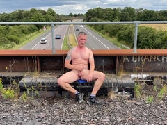 Public - Wank And Cum On Busy Motorway Bridge