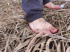 Dirty foot, muddy feet, barefeet