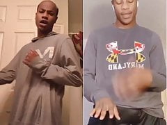 the black guy shows the dick