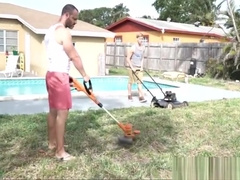 Blonde Twink Stepson And Bear Stepdad Fuck In Back Yard