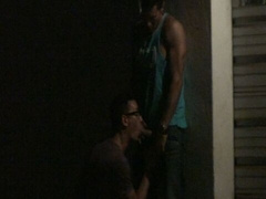 Sneaky blowjob session featuring Alexander Garrett