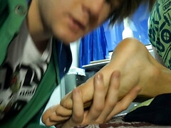 Footjob in Kazakh train