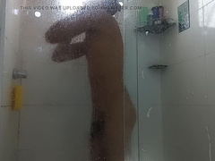 Taking a douche and fapping.