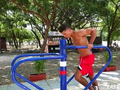 Awesome latin muscle big cock wanking
