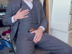 Dirty talking and vocal stud pleasures himself in a suit, obeying every command